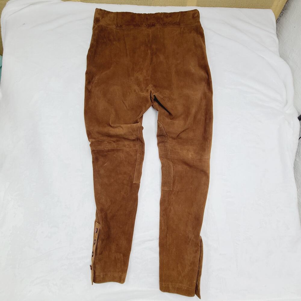 Sundance Brown 100% Leather Equestrian-style Riding Pants Suede Stretch Large - Picture 15 of 16